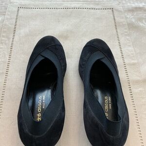 Elegant Navy Blue Wedge Shoes by Andre Assous